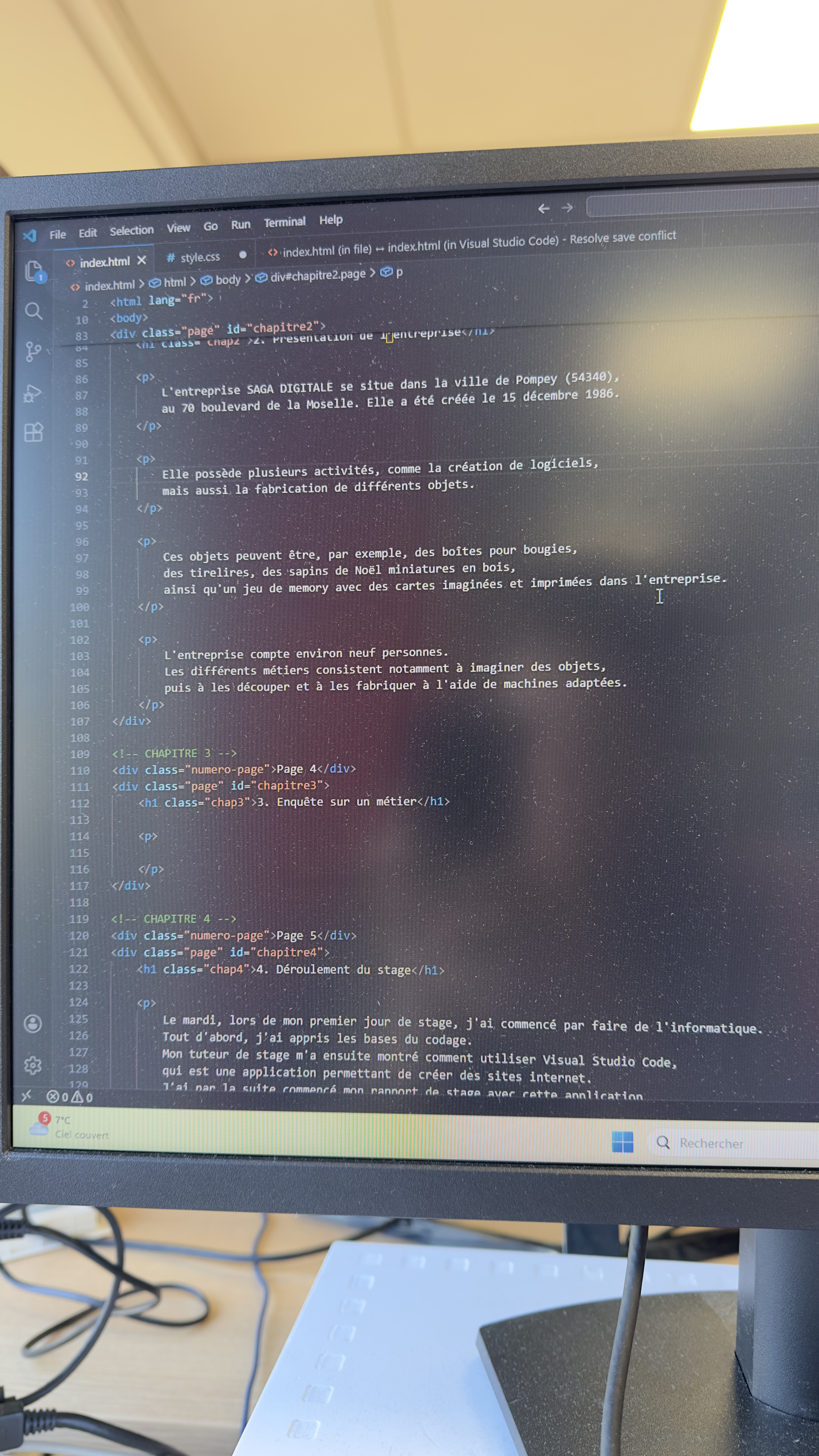 Travail sur ordinateur