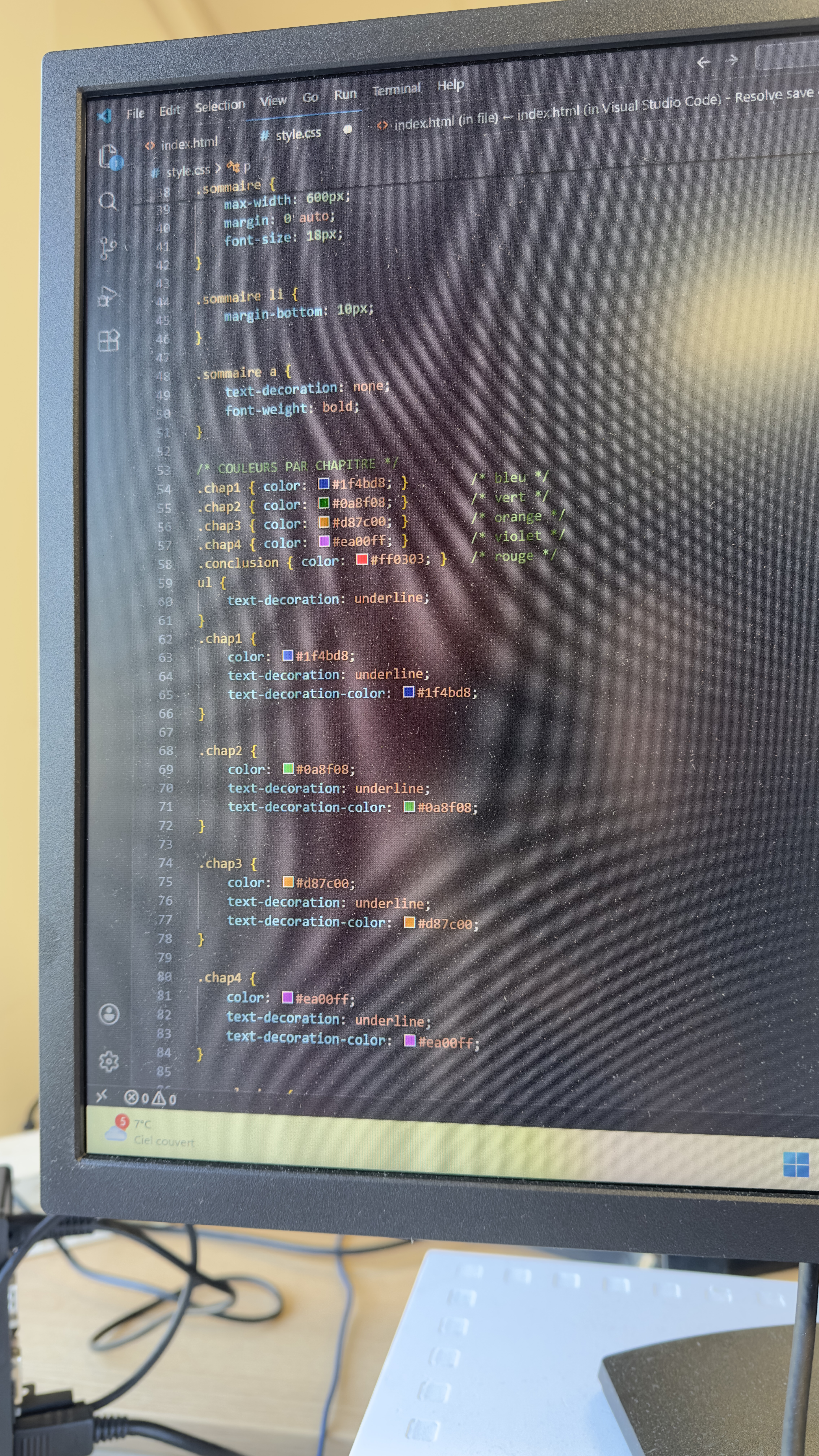 Codage sur Visual Studio Code
